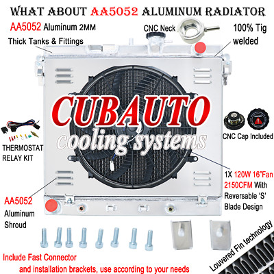 2 Row Radiator Shroud Fan Fit 06 07-2012 GMC Canyon Chevy Colorado Hummer H3T H3