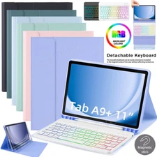 For Samsung Galaxy Tab A9 Plus 11"2023 Backlit Keyboard Leather Case Cove Mouse 