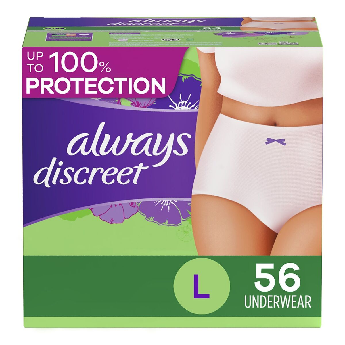 Always Discreet Incontinence Underwear for Women L Maximum Absorb 17/28/56  CT