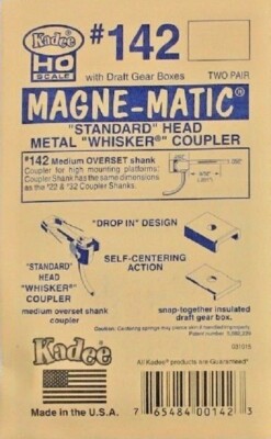 Kadee HO Scale #142 Overset ''Whisker'' (Medium 9/32'') Metal Magne-matic Coupler
