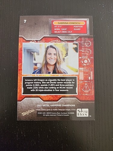 2021 Skybox Metal Universe Sabrina Ionescu #7 New York Liberty - Picture 2 of 2