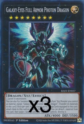 3X Yugioh Galaxy-Eyes Full Armor Photon Dragon RA01-EN037 Super Rare 1st Ed NM