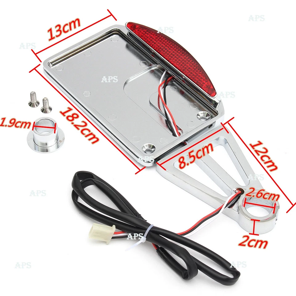 Soporte de montaje horizontal luz trasera LED para matrícula de motocicleta personalizado Foto 3 de 4