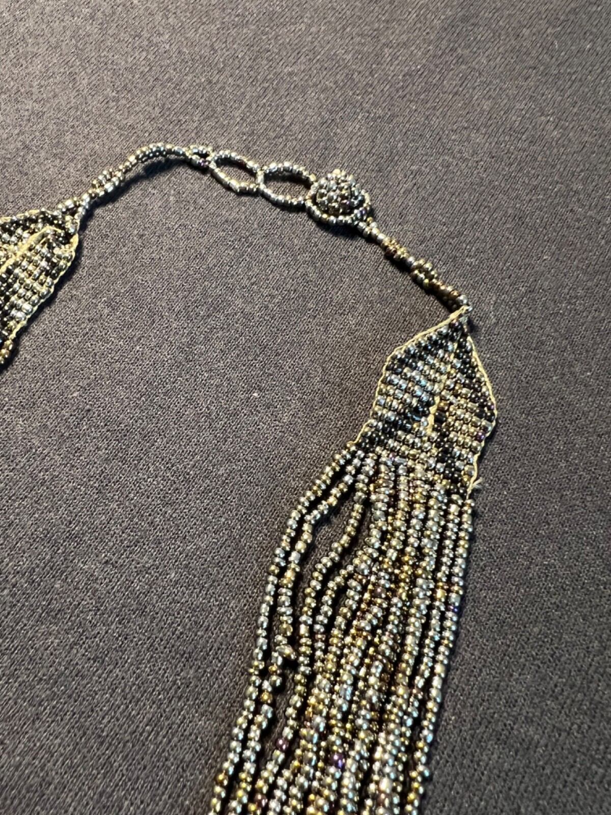 Waterfall Multi Strand Statement Seed Beaded Neck… - image 2