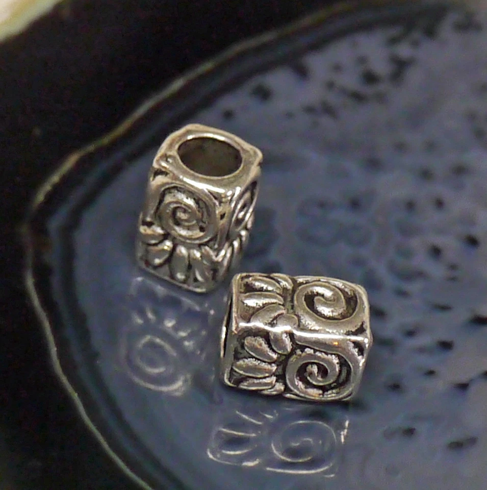 2x Bart Perle Bartperle Bartschmuck Bartring  ZINN Loch4 mm + Bartgummi schwarz - Bild 3 von 3