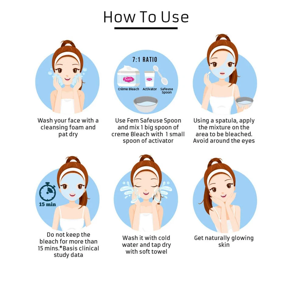 Dabur Fem Creme Bleach Pearl & MILK Soft Glow 8Gm/24Gm -Female Face- Free Ship - Image 3 of 4