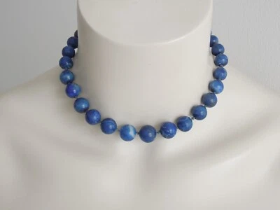 Lapis-Lazuli? Sodalite? Collier Boule 800 Argent 58,5 G/39 Cm/Ø 0,9 Cm-1,3 Cm - Photo 1/4