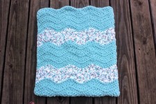 Children s Teal Wavy Crochet Blanket Handmade
