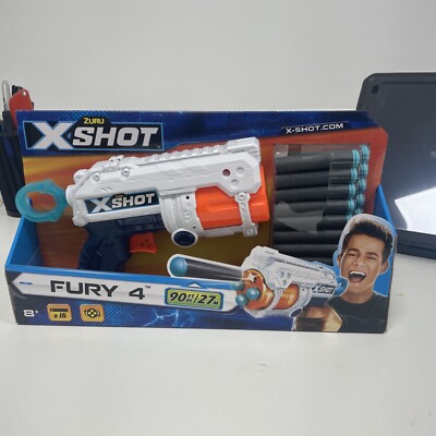 X-Shot EXCEL FURY 4 Foam Dart Blaster toy  with 16 DARTS by ZURU ~ NEW