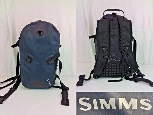 Simms Waterproof Backpack Blue for Fly Fishing Split Below Zipper READ ...