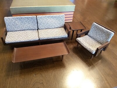 Vintage 1958 Mattel Modern Wood Living Room Set #813 With Box Pre