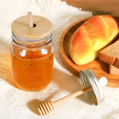 Glass Honey Dispenser No Drip With Dipper And Spoon, 16 Oz Oversize Honey Jar - View #8