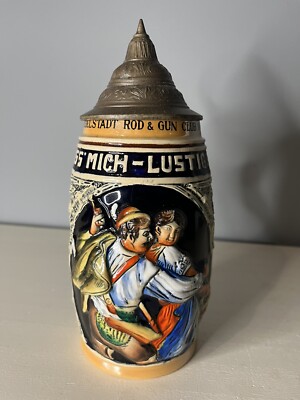 Vtg German Stein Lustig Fass Mich - Lustig Lass' Mich Original King 500 man cave