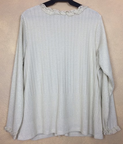 Blusa Avenue Gold Metálico Tejida Top Con Volantes Acanalada Forrada Talla 18/20 - Imagen 5 de 10