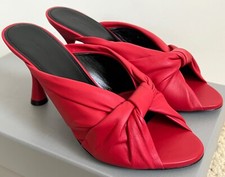 NIB Balenciaga Drapy Red Twisted Leather Knife Open Toe Mule Pumps Sz 37 7 950
