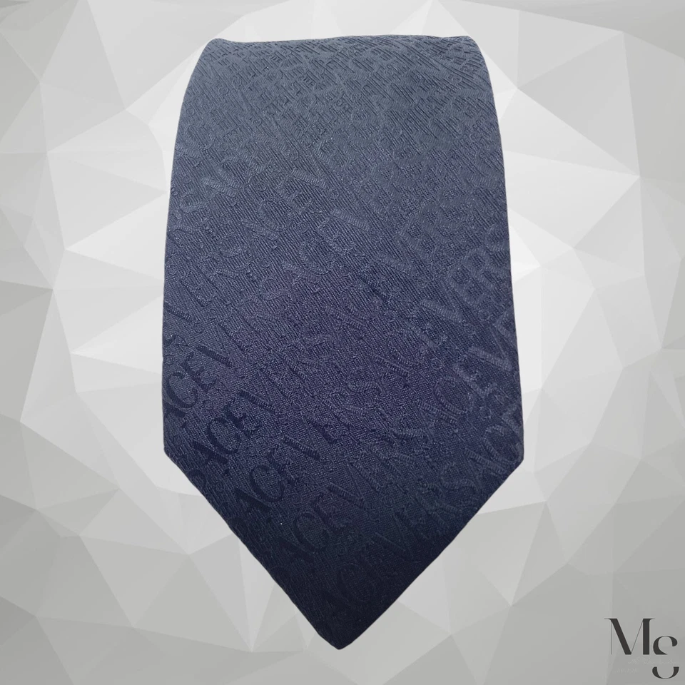 Corbata de seda negra con monograma hecha en Italia COLECCIÓN VERSACE con: 3,75" EX ESTADO Foto 3 de 4