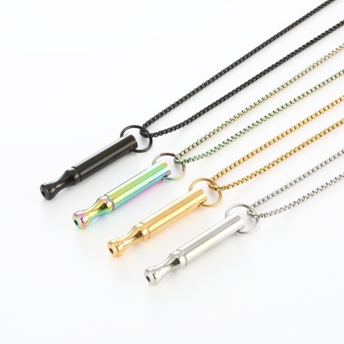 Adjustable Breathing Necklace Zen Meditation Whistle Pendant Round Pipe Design - Picture 2 of 31