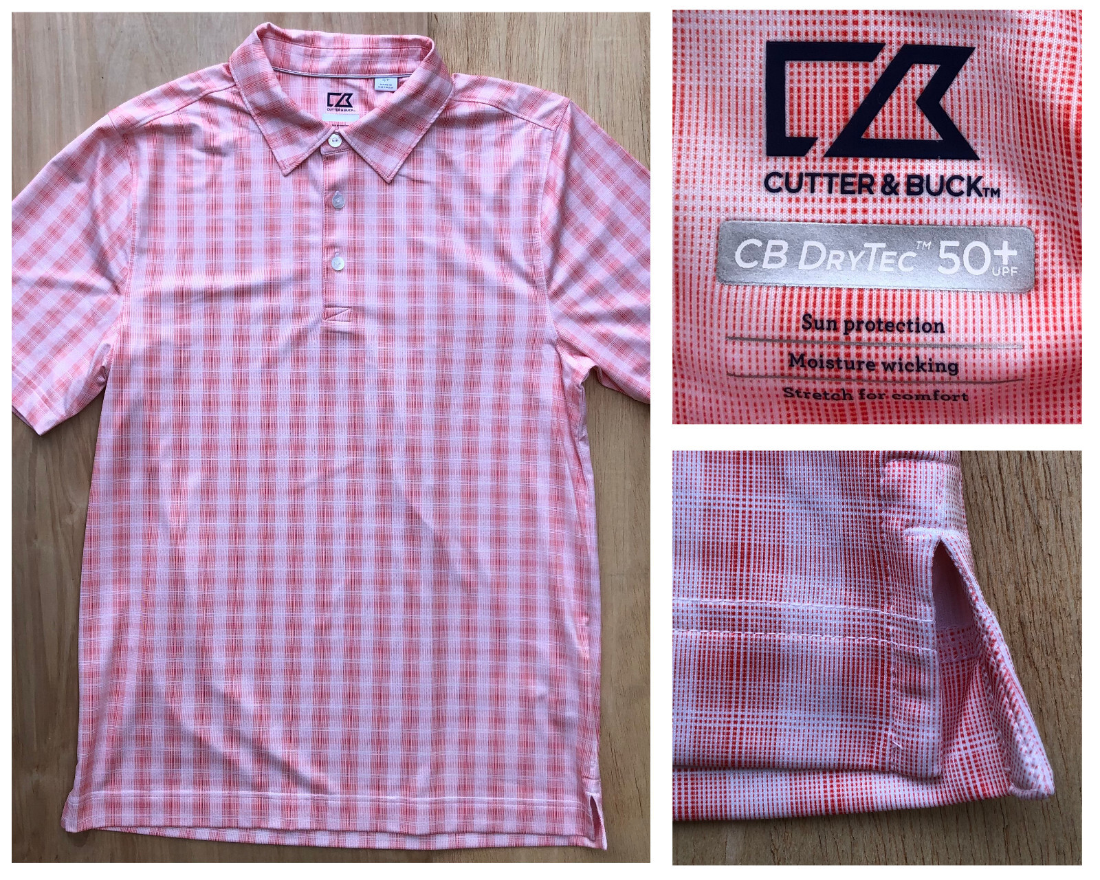 CUTTER & BUCK CB DRYTEC 50+ UPF Men’s Peach Short Sleeve Casual Polo