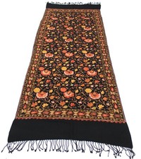 Kashmir Embroidered Flowers ,100 Pure Wool 28"X80" Traditional Ari Embroidery