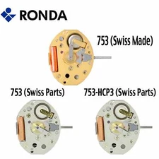 Harley Ronda 753 Quartz Watch Movement, 3 Hands (Swiss Parts & Swiss Made) - NEW