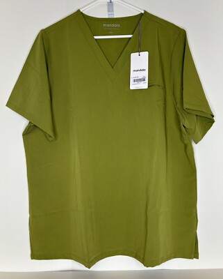 Mandala NWT Women's 2XL 2X Avocado Green Scrub 1 pocket Top NEW