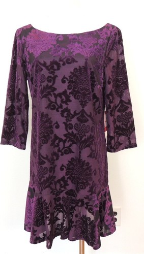 Vince Camuto 14 Dress Flocked Purple 