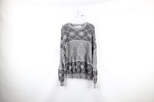 Vintage 90s Streetwear Mens Medium Abstract Geometric Knit Crewneck Sweater USA