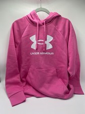 Under Armour Rival Women's Fleece Big Logo Hoodie Large Pink and White
