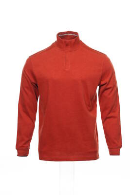 Club Room Red-Orange Heather Half Zip Sweatshirt 1/2 M $40