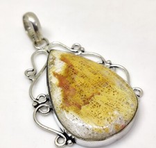 Natural Lovely Fossil Coral Pear Cabochon Gemstone Fashion Jewelry Pendant 2.25