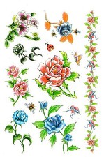 Temporary Tattoo Body Jewelry Disposable Tattoo Bodyart Pink Flowers