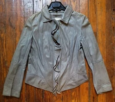 GALLOTTI Firenze Italy Fine Blue/Green Perforated Leather Jacket Size 44