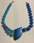 Rare Vintage Signed Crown Trifari Blue Lucite Asymmetrical Statement Necklace — photo 7