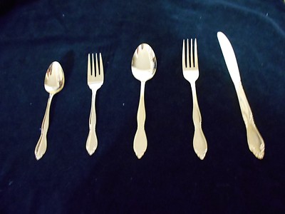 Vintage Customcraft Gold Electroplated Flatware Japan CUS11GE 30 pcs
