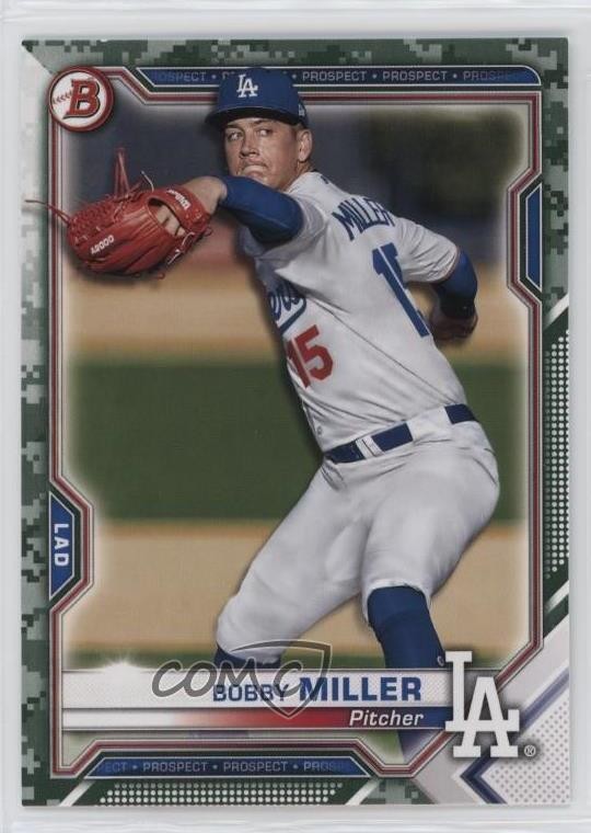 2021 Bowman Prospects Camo Border Bobby Miller #BP-75 1h31
