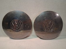 Vtg. Pair Chrome Vw 6 Dia. Center Wheel Hubcaps - 1975 Thru 1984 Era. Vtg. Pair Chrome Vw 6 Dia. Center Wheel Hubcaps - 1975 Thru 1984 Era.
