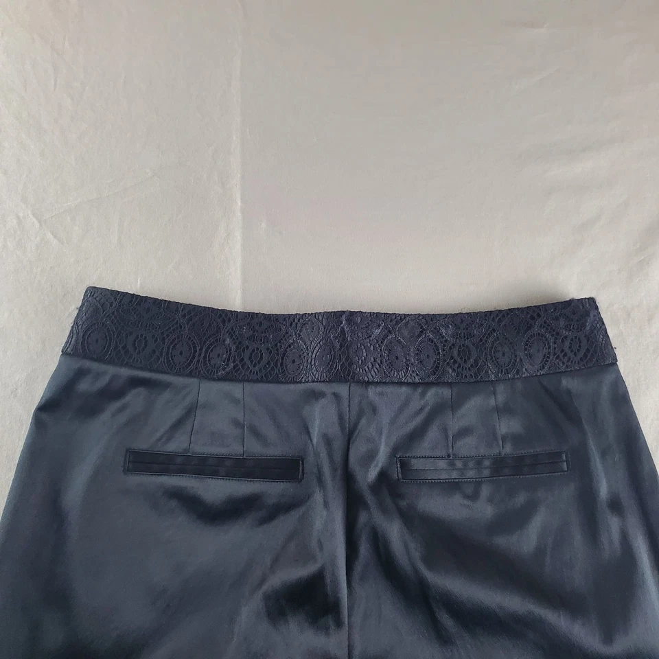 Tory Burch Pants Womens 2 Black Satin Silk Blend Ankle Trouser Classic Preppy - Image 4 of 4