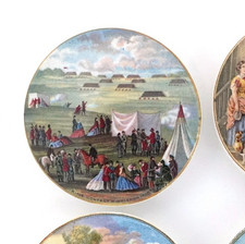 Pratt Ware Pot Lid. "The Rifle Contest Wimbledon 1868".  Colours Vibrant.
