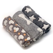 1 Pack 3 Puppy Blankets for Large Dogs Super Soft Warm Sleep Mat Grey Cute Pr...
