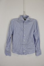 Eton Super Slim Blue 100 Cotton Long Sleeve Collared Dress Shirt 35 / 13.75