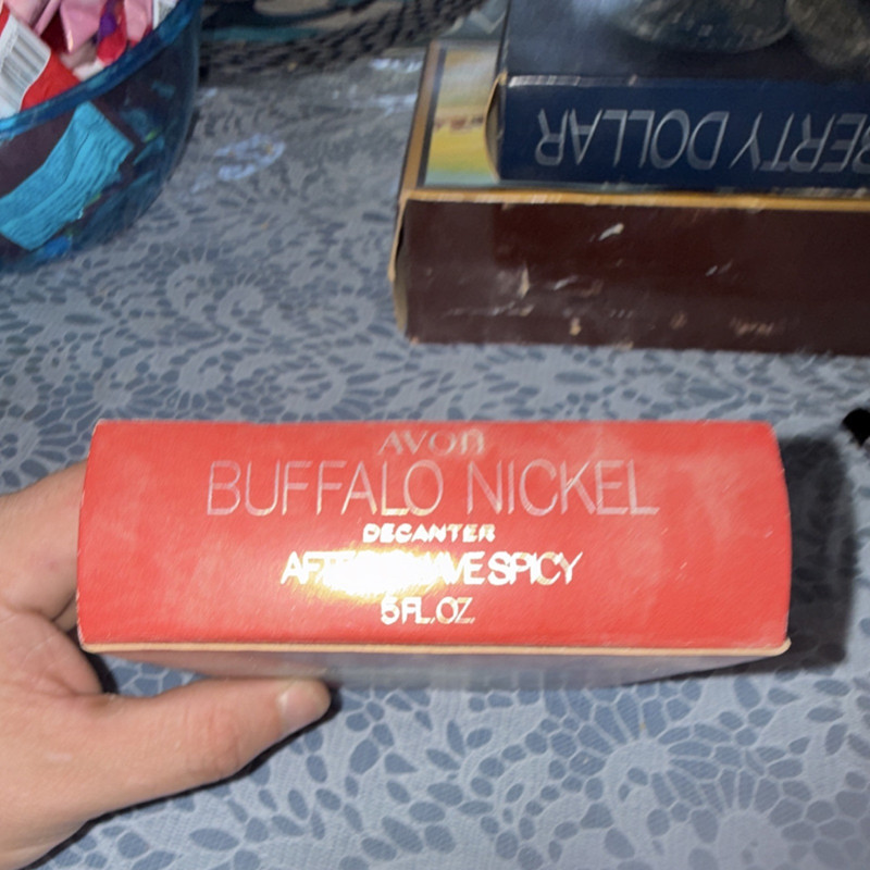 Vintage un opened  Avon Buffalo Nickel Coin Decanter After Shave  5 fl oz rare