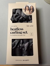 Kitsch Charcoal Gray Satin Heatless Hair Curling Set with Scrunchies