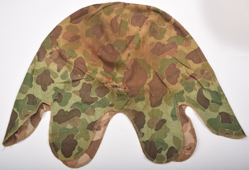 Original WWII USMC Frogskin Camo M1 Helmet Cover NO EGA 3rd Pattern No Slit