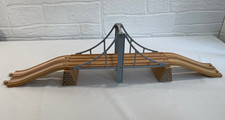 Vintage BRIO 33476 Double Track Bridge - Gray Wooden Railway Trains RARE 
