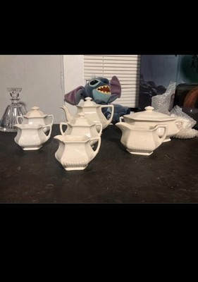 WM Adams and Sons - Real English Ironstone empress white pattern tea set