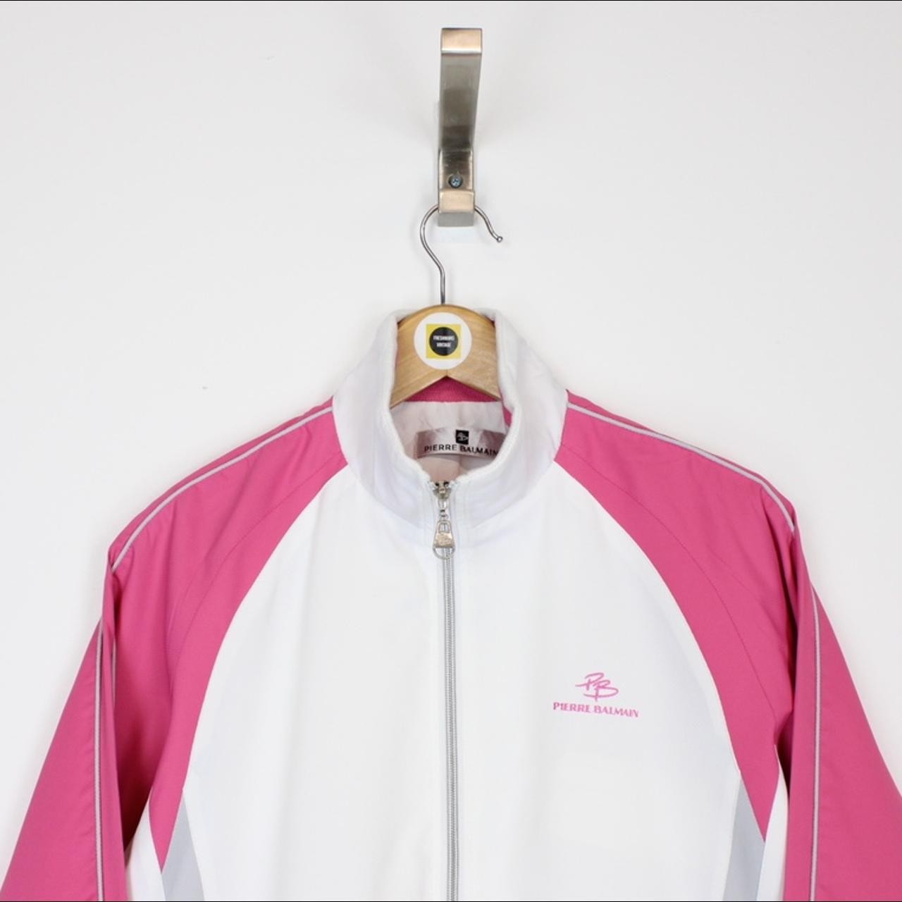 Balmain, Vintage 00’s Pierre Balmain Pink and White Full Zip Spellout Track Jacket