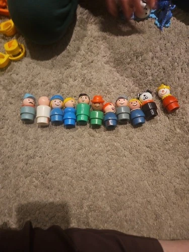 Lot of 11 Vintage Fisher Price Little People Mix Wood & Plastic Figures