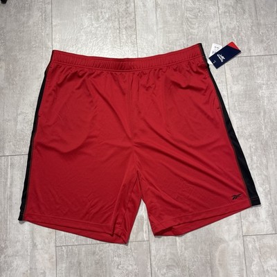 NWT Reebok Athletic Gym Shorts Red  Black Trim Pockets Drawstring 2XL Speedwick