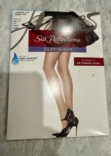 Hanes Sheer Silk Reflections Control Top Cool Comfort Size CD Jet 717 Pantyhose