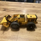 Vintage 1970s Tonka Pressed Steel Orange Mini Articulated Front-End Loader 10.5”